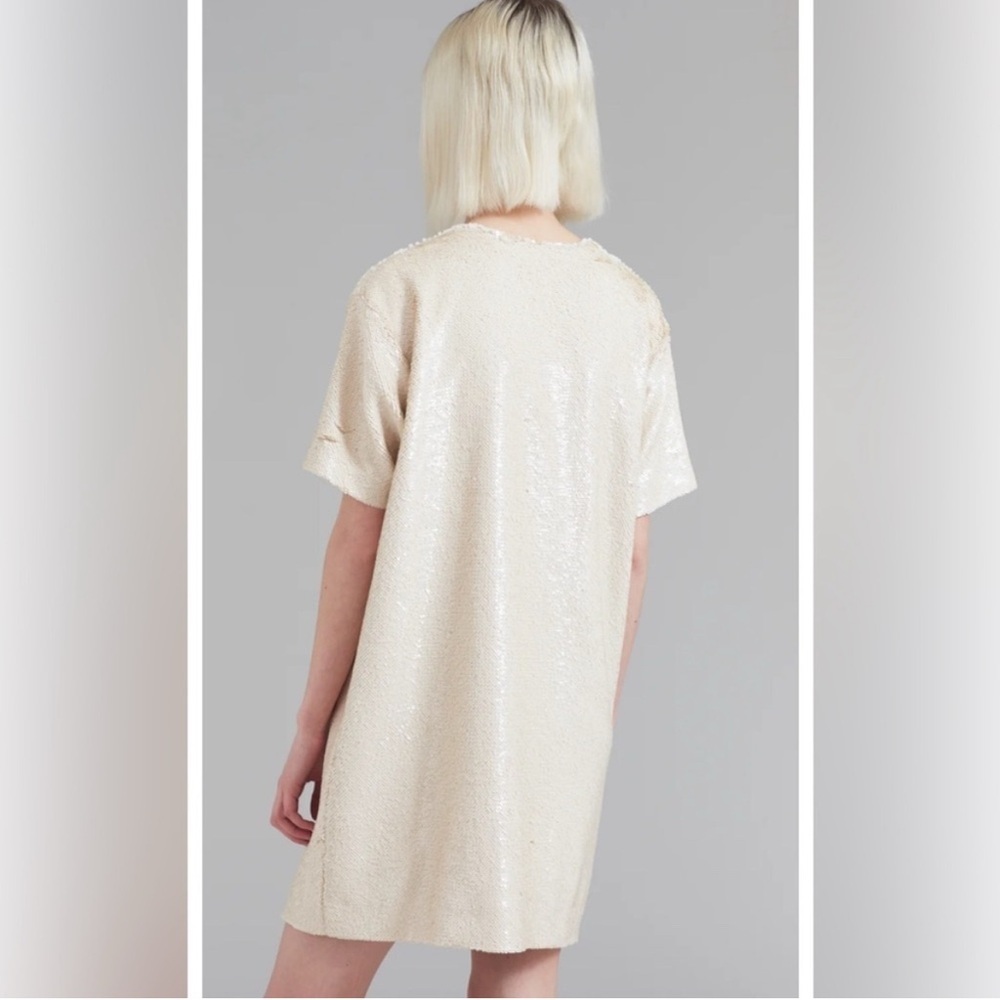 The Frankie Shop New Cream Sequin Mini Dress Riley Large - Picture 2 of 11
